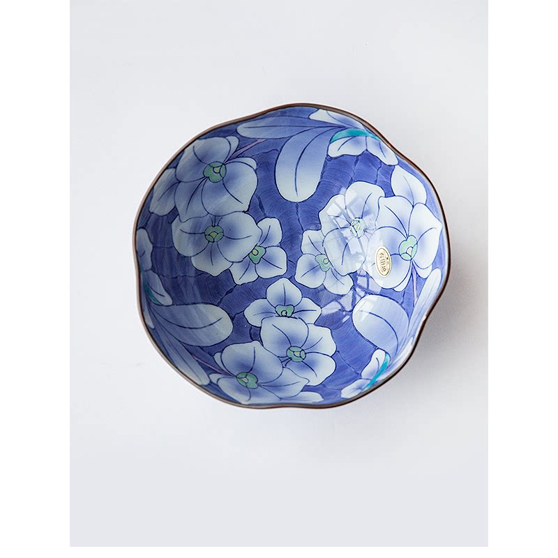 现货日本进口有田烧华山窑陶瓷手绘蝴蝶兰钵面碗汤碗日式家用餐具