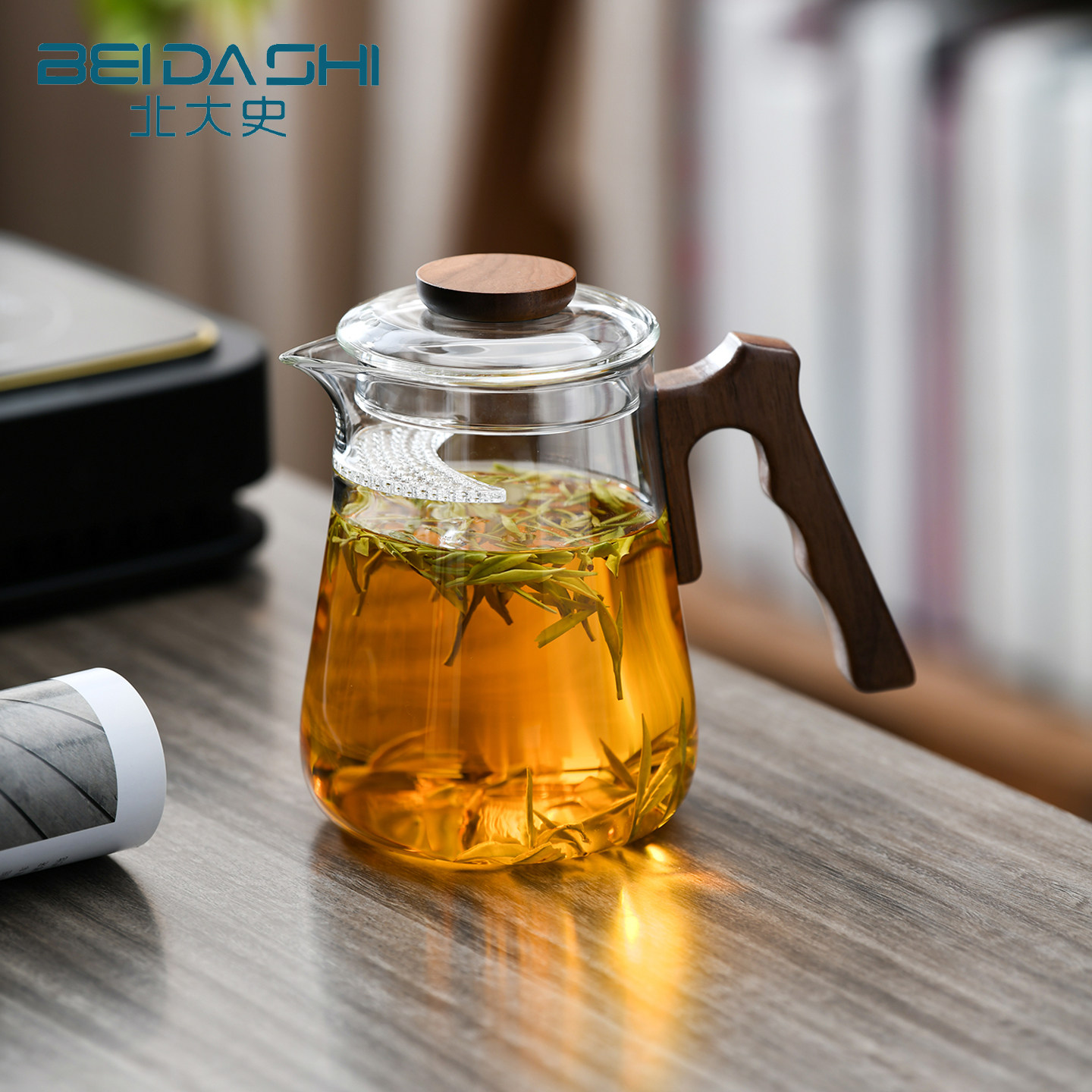 北大史玻璃泡茶壶大号月牙公道杯图片