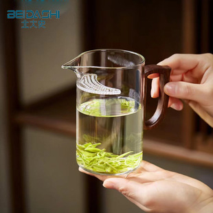 北大史月牙玻璃公道杯加厚耐热分茶器茶漏一体过滤绿茶杯绿茶茶壶
