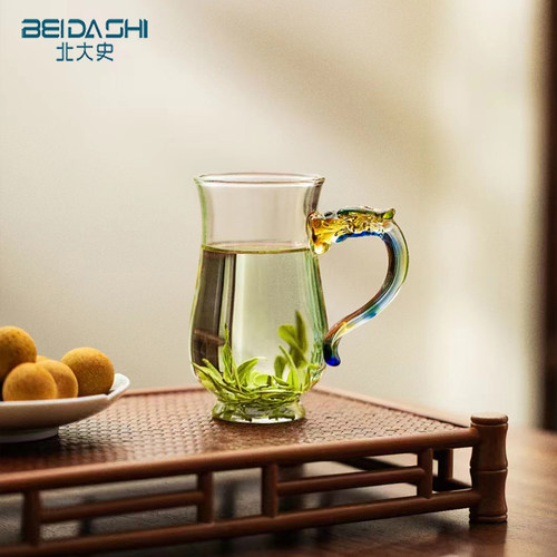 北大史龙年专用玻璃龙把绿茶杯