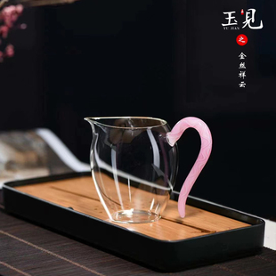 北大史玉见高端公道杯玻璃彩把纯手工公杯加厚耐热茶海分茶器茶具