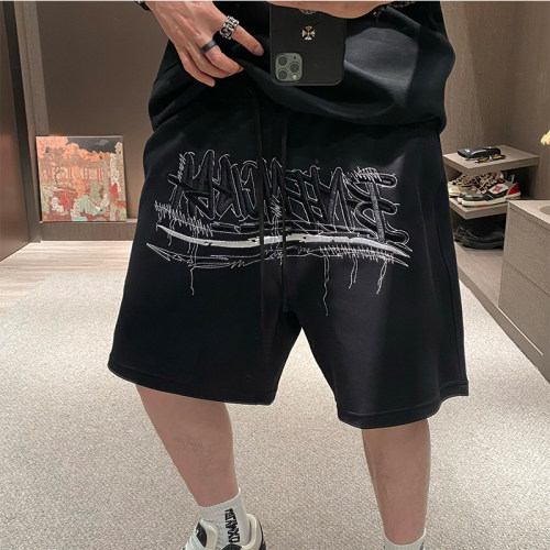 美式高街大字母刺绣嘻哈运动短裤