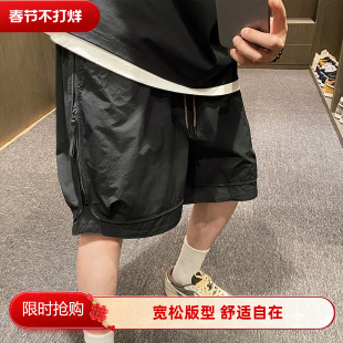 男户外潮流休闲宽松纯色速干五分裤 MXD 侧拉链短裤 工装 UGLY夏季