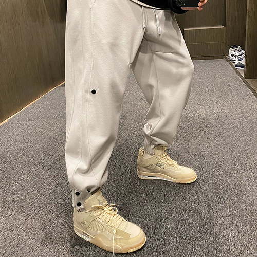 二粒扣弯刀裤秋季运动宽松卫裤