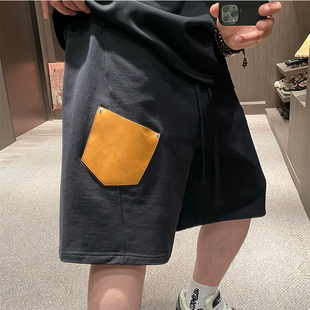 MXD UGLY美式潮牌设计感撞色口袋重磅纯棉短裤男休闲宽松运动裤夏