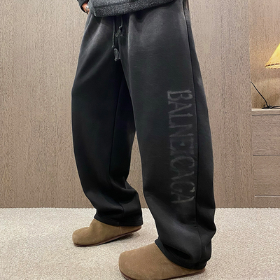 冬季潮牌脏脏色巴黎风字母运动裤