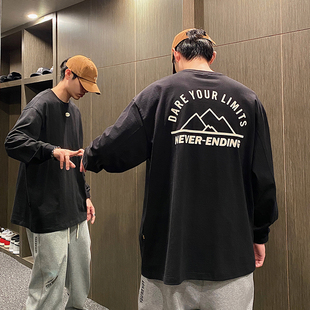 长袖 初秋季 t恤男潮流新款 宽松休闲印花长袖 上衣 @MXD 打底衫 UGLY