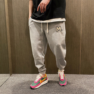 男潮牌植绒刺绣高级感松紧腰抽绳运动裤 春秋束脚卫裤 UGLY美式 MXD