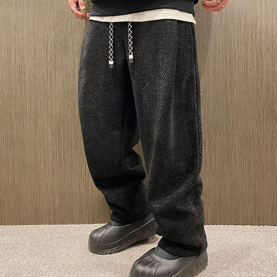 闪光细条纹卫裤直筒裤休闲裤