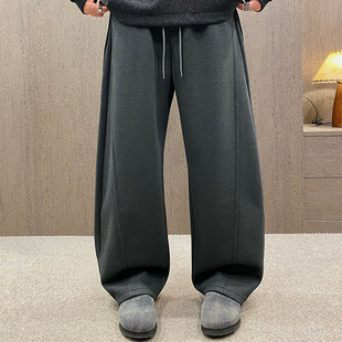 宽松卫裤 男冬季 UGLY简约裁剪百搭垂感重磅加绒加厚香蕉弯刀裤 MXD