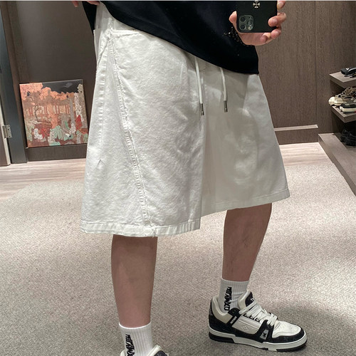 夏季新款老钱风脏脏色宽松短裤男