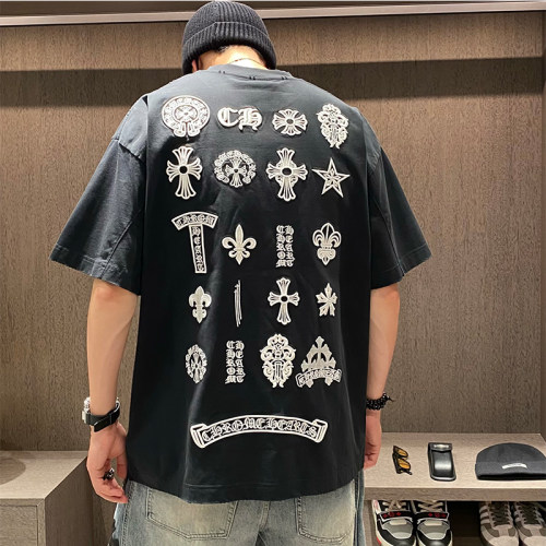 美式潮牌刺绣logo重磅短袖T恤男