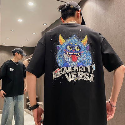 夏季小恶魔彩印潮牌宽松情侣短袖