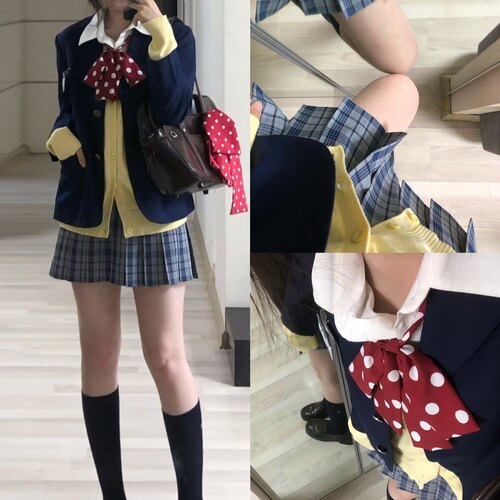 绊JK日系灰水蓝无袖格子