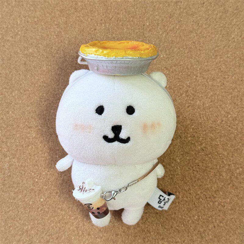 日本日系自嘲熊娃衣套装可爱蛋挞头饰奶茶挎包10cm娃娃装饰配件