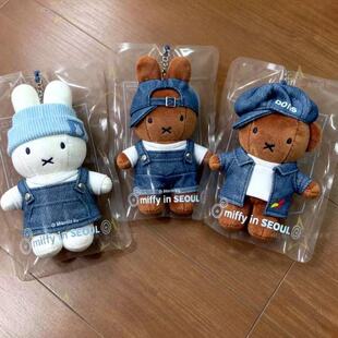 【新品现货韩国首尔限定牛仔款米菲鲍里斯】小熊可爱治愈玩偶挂件