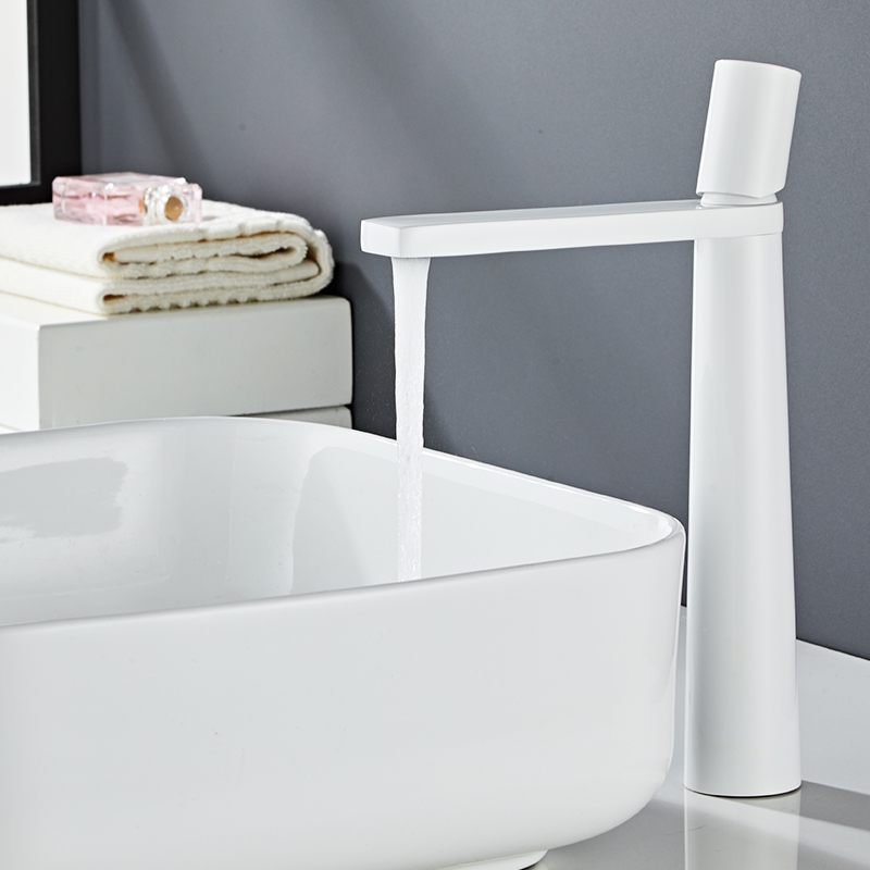 湘卓白色304不锈钢冷热水台上面水龙头盆水龙头酒店创意固定坐式