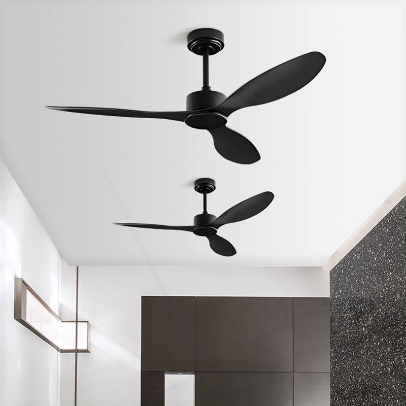 静音吊扇大风力办公室黑色风扇吊中古风餐厅客厅家用无灯电扇挂式
