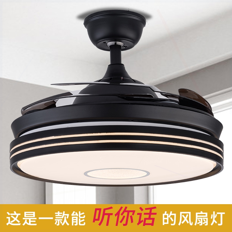 北欧现代吊扇灯隐形一体餐厅客厅
