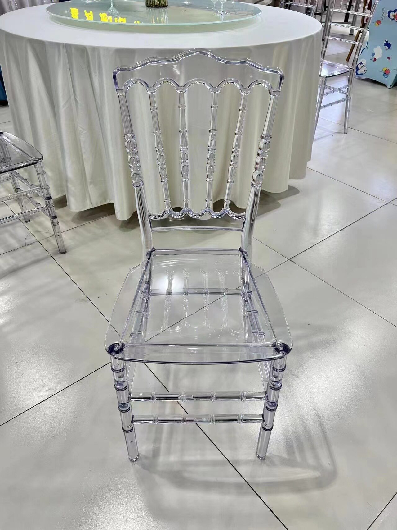 工厂婚庆竹节椅pc亚克力椅子透明水晶椅酒店宴会塑料靠背椅