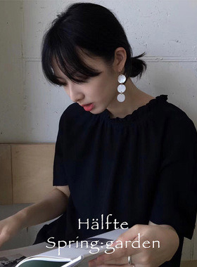 Halfte怒推！原创手作简约百搭度假天然贝母贝壳长款耳坠耳钉耳夹