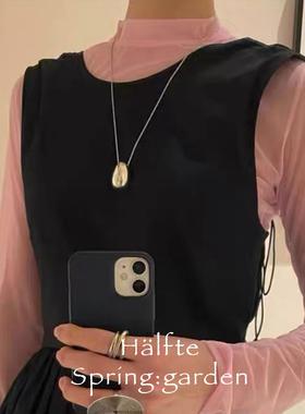 高品质小众设银蛋水滴吊坠项链