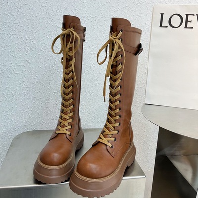 长筒靴女2025秋冬新款中高筒骑士