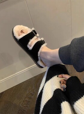 ugg,联名秋冬勃肯二字毛毛拖鞋女
