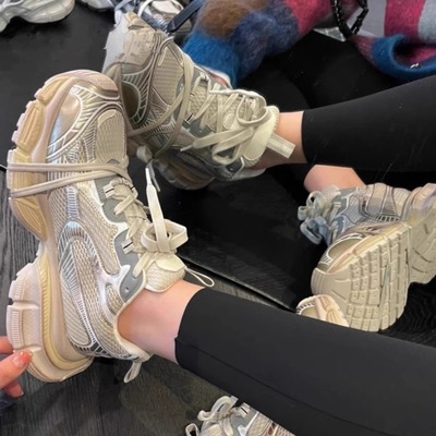 5cm香槟金色厚底舒适厚底老爹鞋