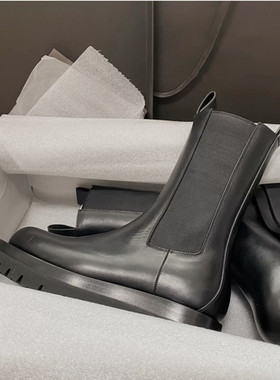 头层牛皮！厚底英伦风马丁靴明星同款MONA中筒切尔西短靴皮靴靴子