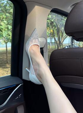 太美了！2025新款水晶水钻细跟高跟网纱婚鞋单鞋伴娘婚纱高跟鞋女