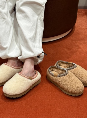 毛茸茸！舒适又保暖！秋冬厚底卷毛毛加绒外穿包头懒人半拖鞋女