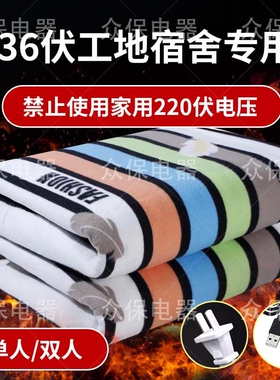 36v伏电热毯usb接口单人工地专用双人双控调温安全除湿低压电褥子