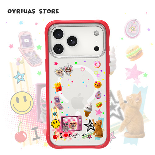 Oyriuas iPhone17/16promax 磨砂磁吸萌宠频道 液态硅胶可拆卸边框背板手机壳 二合一ins风可爱萌宠 抗指纹