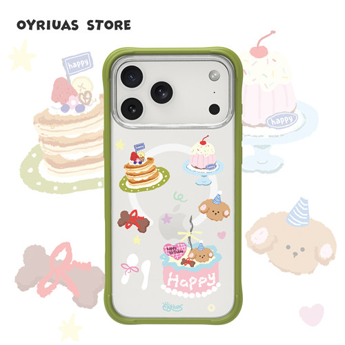 Oyriuas iPhone17/16/15pm  生日派对  磨砂磁吸可拆卸硅胶边框手机壳 触控按键全包手机保护套抗指纹