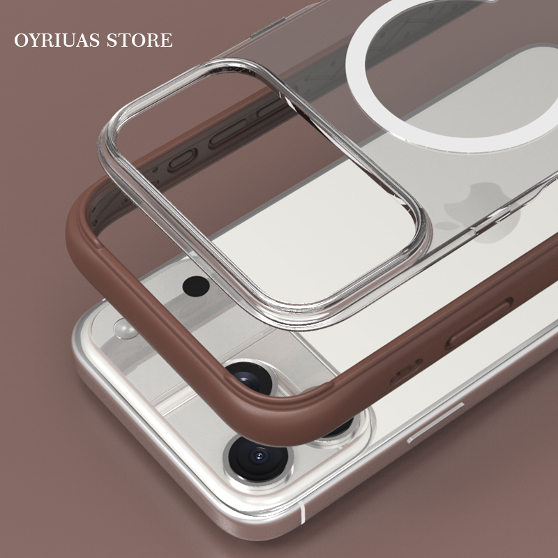 Oyriuas iPhone 17promax液态硅胶边框可拆卸手机壳 二合一高透磁吸 防摔抗指纹抗脏污 触控按键