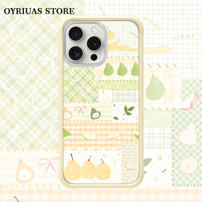 Oyriuas Cynthia 适iPhone 16promax可拆卸液态硅胶边框手机壳 夏日梨磨砂亲肤质感 磨砂磁吸 拼布夏日清爽