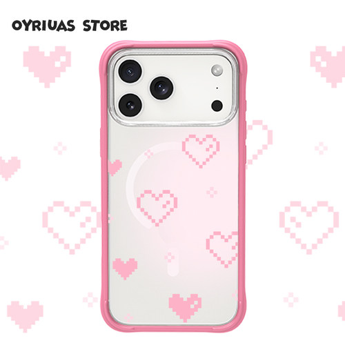 Oyriuas iPhone15/16/17pm  心动像素  磨砂磁吸可拆卸硅胶边框手机壳触控按键全包手机保护套磨砂背板抗指纹