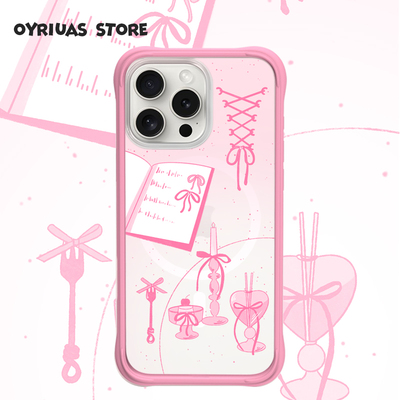Oyriuas Cynthia 磨砂粉色烛光 液态硅胶可拆卸边框手机壳适用iPhone16pm 不沾指纹抗刮花 粉色甜美风