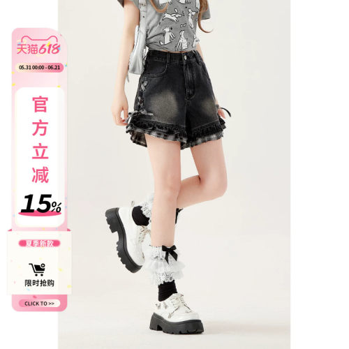 甜美木耳边牛仔短裤女2026夏季