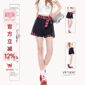 梨型身材y2k高腰裤 自然涩美式 外穿春秋新款 女夏季 子 黑色牛仔短裤