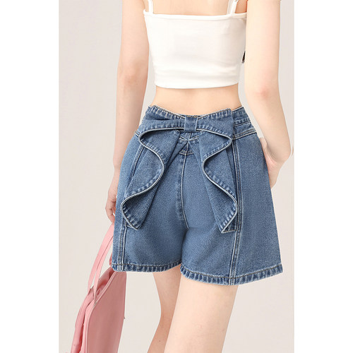 蝴蝶结夏日绝美牛仔短裤女夏季