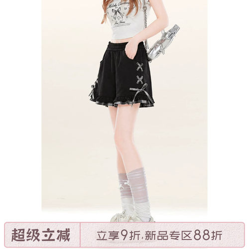 少女黑色休闲运动短裤女士夏季