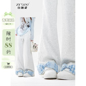 卫裤 00限时88折 女士2026早春新款 蝴蝶结微喇休闲裤 子