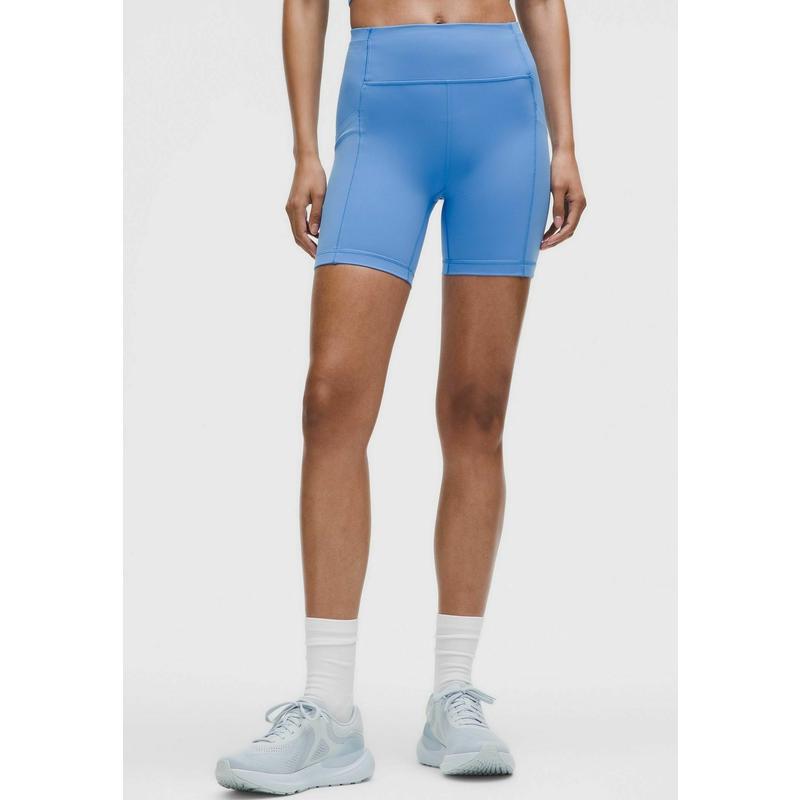lululemon/露露乐蒙运动短裤高腰cm包臀修身侧边暗袋透气休闲泳池