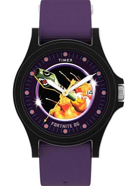 代购Timex天美时女士腕表夜光计时日期防震树脂防水紫色多色游戏