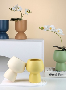 创意高档陶瓷花盆托盘高脚兰花蝴蝶兰风信子绿植花卉透气网红陶盆