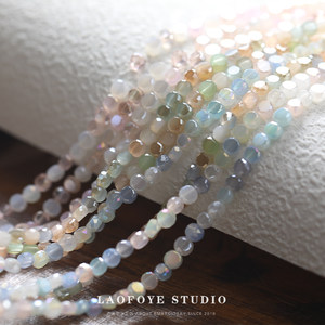 4mm奶油风圆饼圆片水晶珠玻璃珠