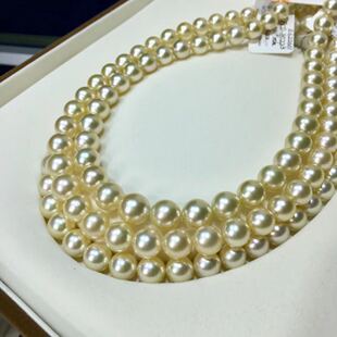 日本真科研证书白蝶皇后Queen极光皇后香槟金天然南洋金珠项链