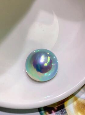 香港珠宝展日本奄美大岛19mm极光星空蓝马贝珍珠裸珠真综产地证书